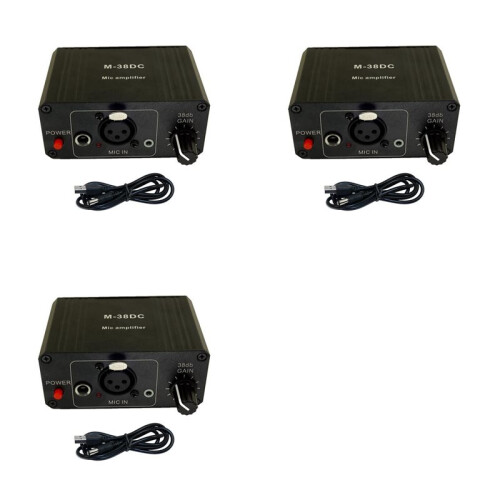 3X Microphone Preamp High Gain 48V Phantom Power XLR Output Mic Preamplifier for Dynamic and Condenser Microphone