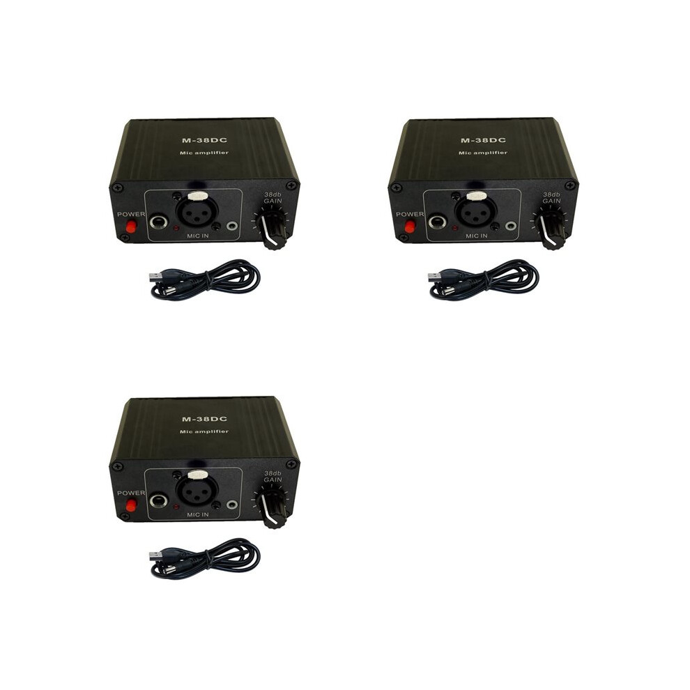 3X Microphone Preamp High Gain 48V Phantom Power Xlr Output Mic Preamplifier For Dynamic And Condenser Microphone 6032221232407