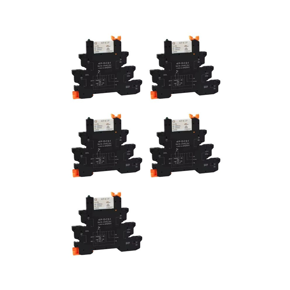 5X Rail Slim Relay Module 41F-1Z-C2-Z Integrated PCB Mount Power Relay with Relay Holder 24V AC Relay Socket 6.2mm-image-OPC-PWKH589-NEW