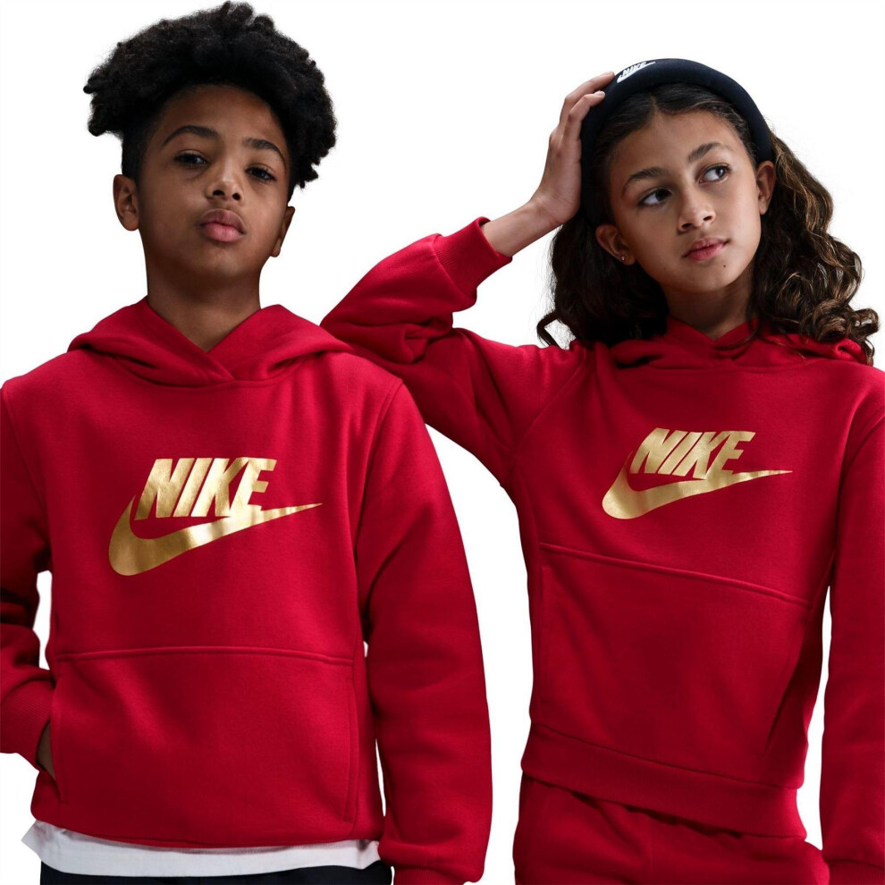 Nike (13 Years, University Red) Childrens/Kids Text Logo Pullover Hoodie