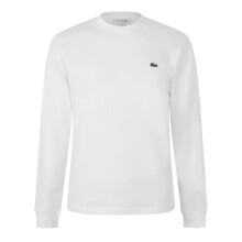 (S, White) Lacoste Mens Crocodile Print Cotton Regular Long-Sleeved T-Shirt