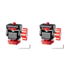 2X -Monitorbevestiging met Statiefkop van Aluminiumlegering met Koude Schoen, 1/4 Inch Schroef voor Camera'S, Monitoren en LED-Zaklampen