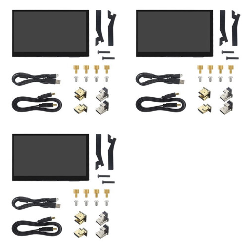 3Conjunto Monitor Touchscreen de 10,1 Polegadas para Raspberry Pi 5/4B, IPS 1024x600, Alto-Falantes Duplos, Compatível com Vários Dispositivos e