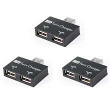 3X USB 2.0 Male Naar Twin Female Charger Dual 2-Poorts USB 5V Opladen Splitter Hub Adapter Converter Connector
