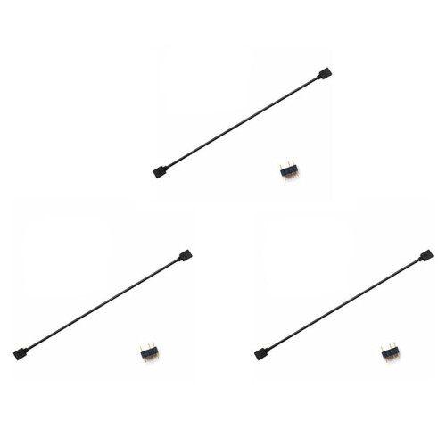 3X 5V 3-Pin Extension Cable for Computer Motherboard Hub Cable Connection Extension ARGB Splitter, Black
