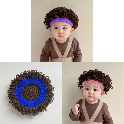(Blue)Chapéu de sol infantil com material de lã macia e estilo moderno para meninos e meninas 2