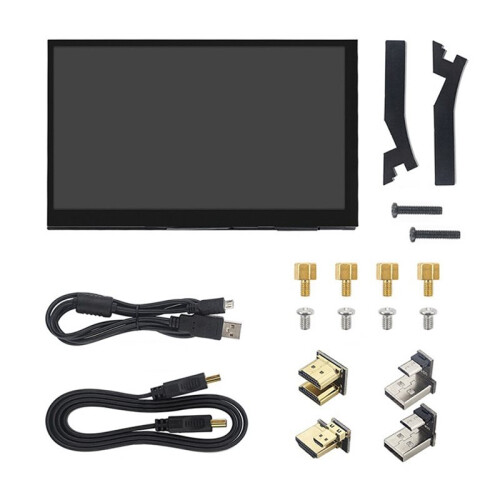 3Conjunto Monitor Touchscreen de 10,1 Polegadas para Raspberry Pi 5/4B, IPS 1024x600, Alto-Falantes Duplos, Compatível com Vários Dispositivos e 1