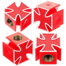 (2.00X2.00X1.30CM, Red) 4 pcs Cross Style Tire Stem Valve Caps Universal Tire Wheel Valve Covers for Cars