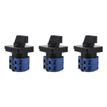 3X AC660V 25A 2-Polig 3-Position Voruebergehend Kunststoff Rotierend Umschalter Blau + Schwarz