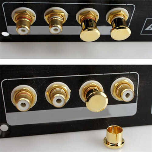 32Pcs Gold Plated RCA Protection Cap Plug Short-Circuit Socket Phono Connector Shielding Plug Socket Protection Cover 1