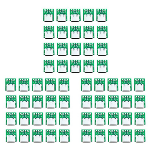 60 Pcs Female Connector USB Type C Breakout Board with PCB Converter Board for Data  Wire Cable Transfer