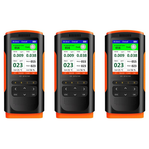 3X Formaldehyde Detector Luchtkwaliteitsmonitor PM 2.5 Draagbare Display Luchtvervuilingsmeter -Stoftester voor Thuisauto