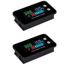 2X 7-100V Digital Battery Capacity Tester Battery Monitor Voltage Temperature Meter for Car Ships, NO Waterproof