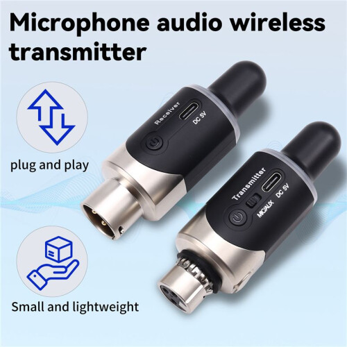 New U801 UHF Wireless XLR Transmitter and Receiver Microphone Converter Wireless Microphone for Live Interview/Studio 1