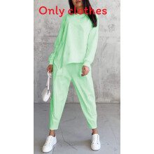 (Green,5XL)Autumn Winter Female Sweat Suit With Spliced Panels And Long Sleeves For Casual Street Fashion