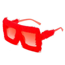(RedFrameRedPlush)Óculos de sol olho de gato com armação completa material PC e Uv400 para looks casuais femininos