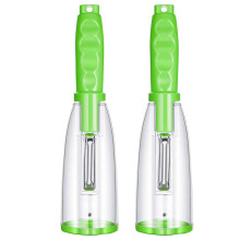 2 Pieces of Peeler with Container Stainless Steel Blade for Both Fruits and Vegetable