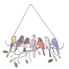 Multicolor Birds 1 Wire High Stained Acrylic Suncatcher Window Panel, Bird Series Ornaments Pendant Home Decor-7 Birds