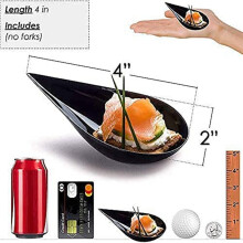 400 Tear Drop Appetizer Plates - Dessert Plates Tasting Spoons Plastic Spoons Dessert Spoon Bowls, Black