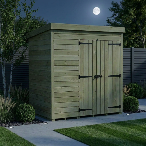 7 x 4 Pent Shed Tanalised (Double Door, No Windows) 2
