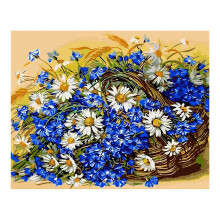 Fiori Dipinti con I Numeri per Adulti Bianca Blu Daisy Arts, Kit Acrilico per Pittura un Olio su Tela DIY 16 X 20 Pollici Frameless