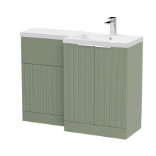 Tixall Contemporary Floor Standing 2 Door Vanity WC Combination Unit with Polymarble Basin, Right Hand, 1100mm, Green