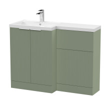Tixall Contemporary Floor Standing 2 Door Vanity WC Combination Unit with Polymarble Basin, Left Hand, 1100mm, Green