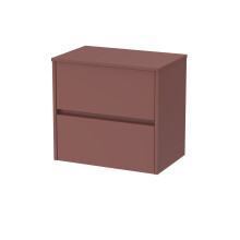 Chartley Contemporary Wall Hung 2 Drawer Vanity Unit with Laminate Worktop, 600mm, Smoked Red