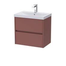 Chartley Contemporary Wall Hung 2 Drawer Vanity Basin Unit, Thin-Edge Basin, 600mm, Smoked Red