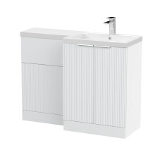 Tixall Contemporary Floor Standing 2 Door Vanity WC Combination Unit with Polymarble Basin, Right Hand, 1100mm, White