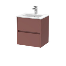 Chartley Contemporary Wall Hung 2 Drawer Vanity Basin Unit, Minimalist Basin, 500mm, Smoked Red
