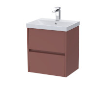 Chartley Contemporary Wall Hung 2 Drawer Vanity Basin Unit, Thin-Edge Basin, 500mm, Smoked Red