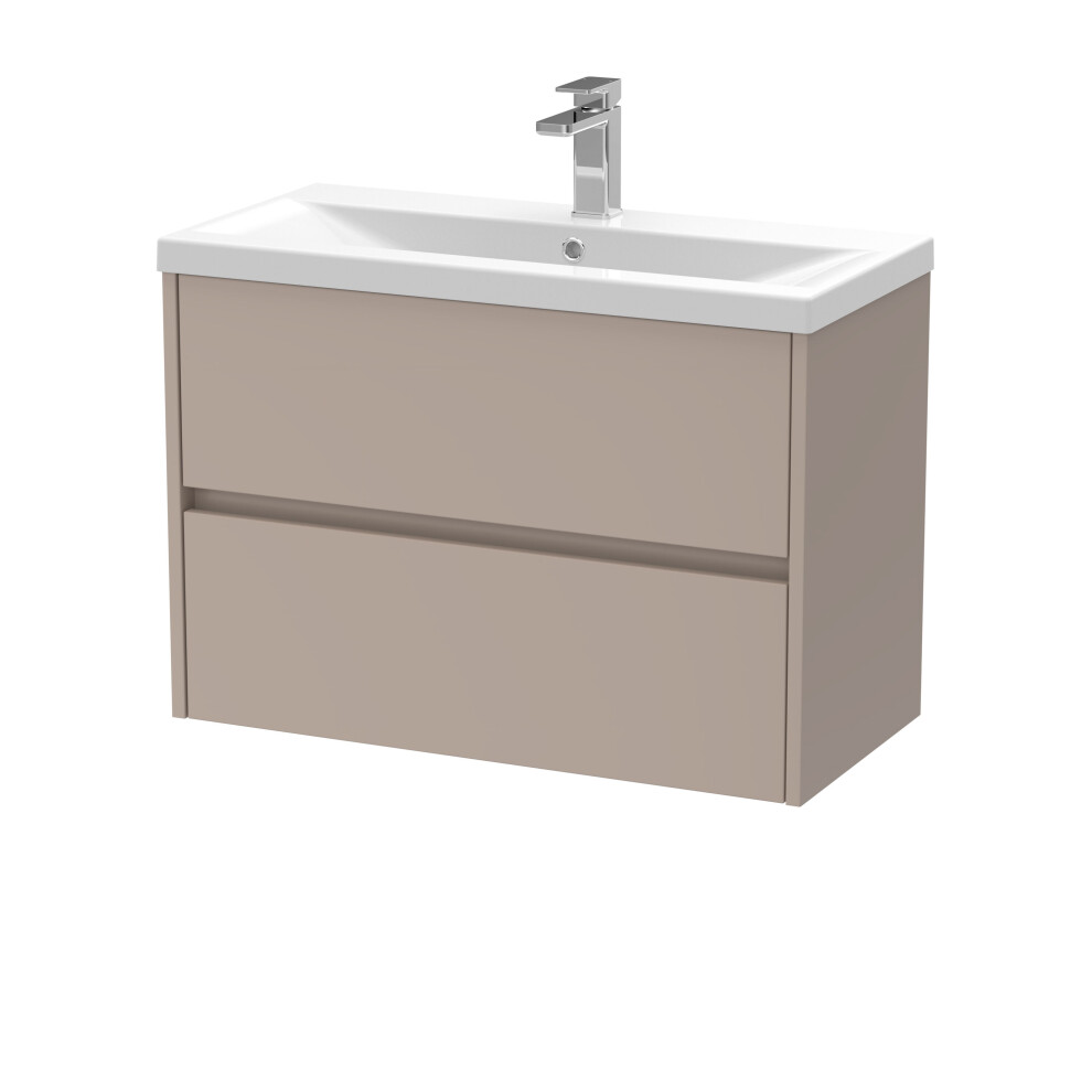 Balterley Chartley Contemporary Wall Hung 2 Drawer Vanity Basin Unit, Mid-Edge Basin, 800Mm, Taupe