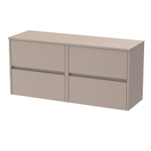 Chartley Contemporary Wall Hung 4 Drawer Vanity Unit with Laminate Worktop, 1200mm, Taupe