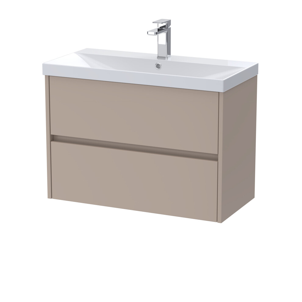 Balterley Chartley Contemporary Wall Hung 2 Drawer Vanity Basin Unit, Thin-Edge Basin, 800Mm, Taupe