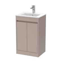 Chartley Contemporary Floor Standing 2 Door Vanity Basin Unit, Minimalist Basin, 500mm, Taupe