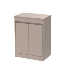 Chartley Contemporary Floor Standing 2 Door Vanity Unit with Laminate Worktop, 600mm, Taupe