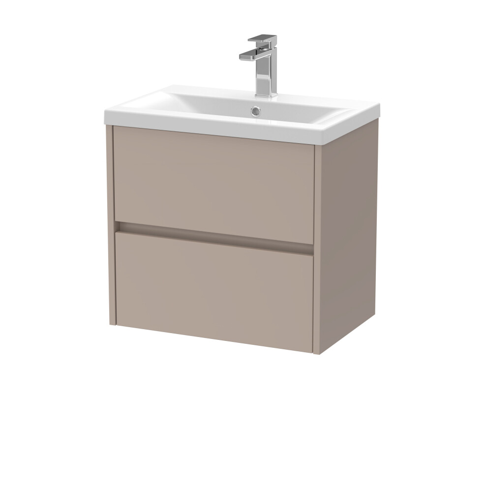 Balterley Chartley Contemporary Wall Hung 2 Drawer Vanity Basin Unit, Mid-Edge Basin, 600Mm, Taupe
