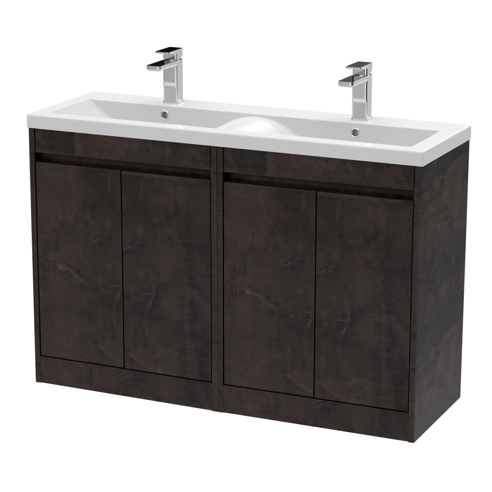 Balterley Chartley Contemporary Floor Standing 4 Door Vanity Basin Unit, Ceramic Basin, 1200Mm, Metallic Slate