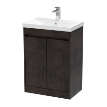 Chartley Contemporary Floor Standing 2 Door Vanity Basin Unit, Thin-Edge Basin, 600mm, Metallic Slate