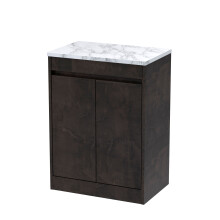 Chartley Contemporary Floor Standing 2 Door Vanity Unit with Laminate Worktop, 600mm, Metallic Slate