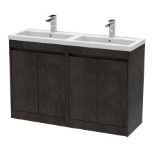 Chartley Contemporary Floor Standing 4 Door Vanity Basin Unit, Polymarble Basin, 1200mm, Metallic Slate