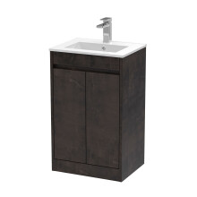 Chartley Contemporary Floor Standing 2 Door Vanity Basin Unit, Minimalist Basin, 500mm, Metallic Slate