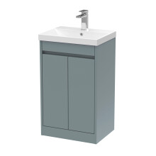Chartley Contemporary Floor Standing 2 Door Vanity Basin Unit, Thin-Edge Basin, 500mm, Coastal Grey