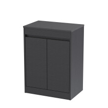 Chartley Contemporary Floor Standing 2 Door Vanity Unit with Laminate Worktop, 600mm, Woodgrain Graphite Grey