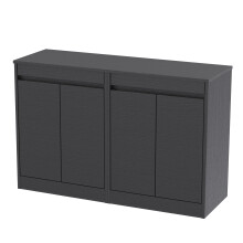 Chartley Contemporary Floor Standing 4 Door Vanity Unit with Laminate Worktop, 1200mm, Woodgrain Graphite Grey