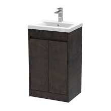 Chartley Contemporary Floor Standing 2 Door Vanity Basin Unit, Mid-Edge Basin, 500mm, Metallic Slate