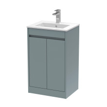 Chartley Contemporary Floor Standing 2 Door Vanity Basin Unit, Minimalist Basin, 500mm, Coastal Grey