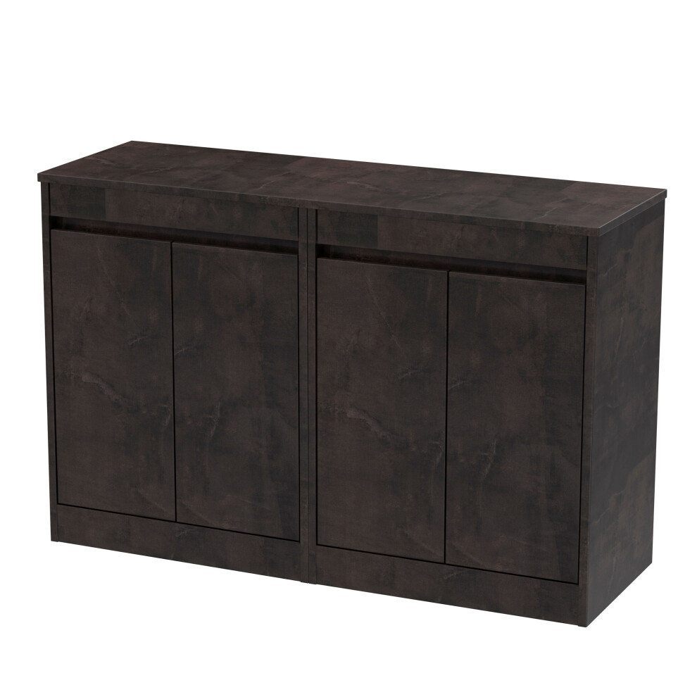 Balterley Chartley Contemporary Floor Standing 4 Door Vanity Unit With Laminate Worktop, 1200Mm, Metallic Slate