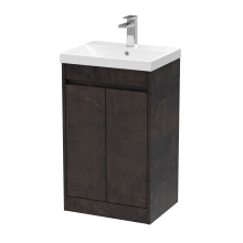 Chartley Contemporary Floor Standing 2 Door Vanity Basin Unit, Thin-Edge Basin, 500mm, Metallic Slate
